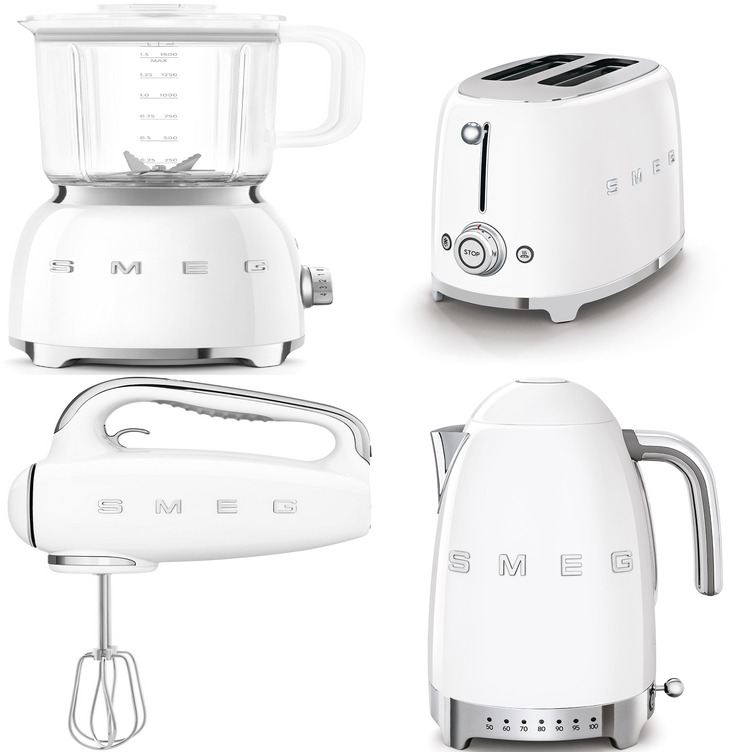 Фото товара: Smeg KLF04WHEU + TSF01WHEU + EGF03WHEU + BLF03WHEU + HBF03WHEU + HMF01WHEU + CJF11WHEU + KBSF02WH