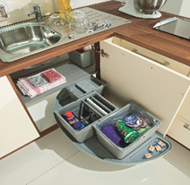 Фото товара: Ninka Vector система сортировки и хранения в угловой шкаф, 3 контейнера 12/5,5/5,5 л, левая, серый