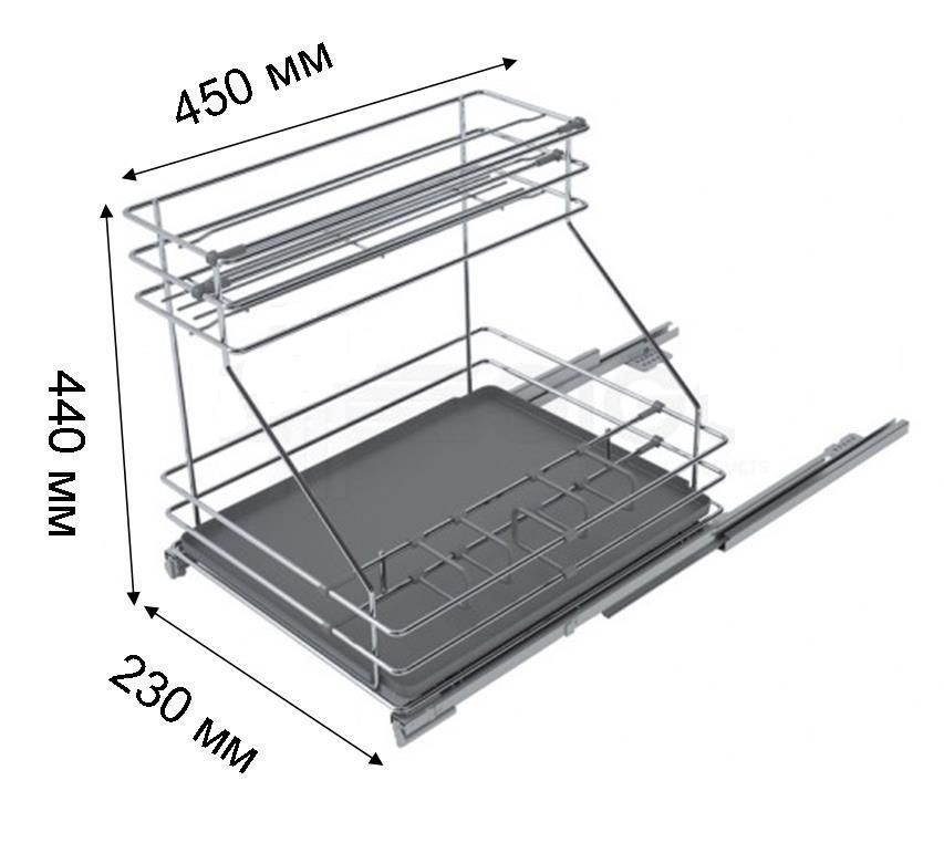 Фото товара: Sige Gamma выдвижная двухуровневая корзина в нижний шкаф шириной 300 мм