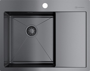 Omoikiri Akisame 65-GM-L, мойка, нержавеющая сталь/вороненая сталь, чаша слева