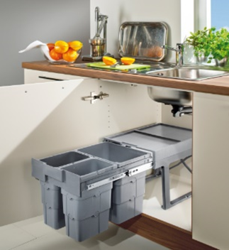 Фото товара: Ninka Easy Waste мусорная система, 3 ведра - 16л, 7л, 7л, серый