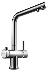 Omoikiri Hotaru-IN-WH, смеситель, нержавеющ сталь/белые вставки на ручках Omoikiri Hotaru-IN-WH, смеситель, нержавеющ сталь/белые вставки на ручках