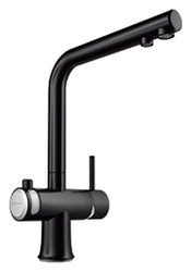 Omoikiri Hotaru-GM-WH, смеситель, вороненая сталь/белые вставки на ручках