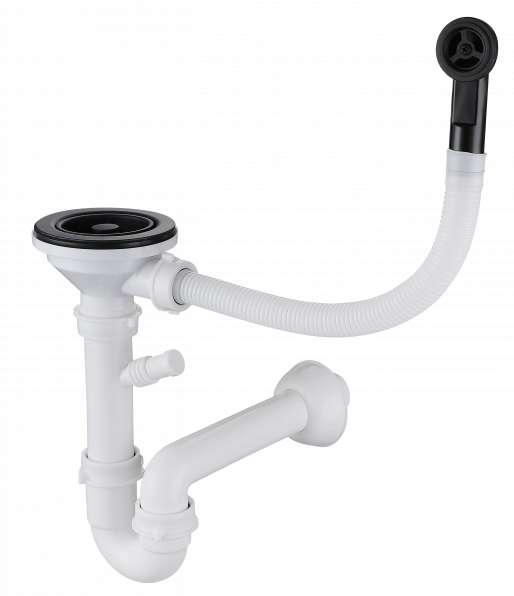 Фото товара: Rivelato 12PB2-P2A сливная арматура для одночашевых моек RINOX, черный