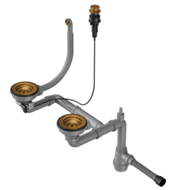 Omoikiri WK-1,5CL-R-AB022-A Арматура для полуторачашевых моек с круглым переливом, античная латунь