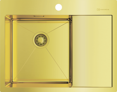 Omoikiri Akisame 65-LG-L, мойка, нержавеющая сталь/светлое золото, чаша слева