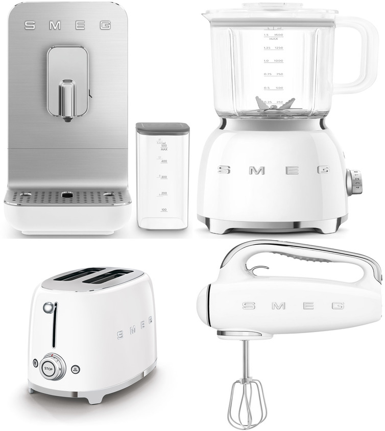 Фото товара: Smeg KLF04WHEU + TSF01WHEU + BCC13WHMEU + BLF03WHEU + HBF03WHEU + HMF01WHEU + CJF11WHEU + KBSF02WH