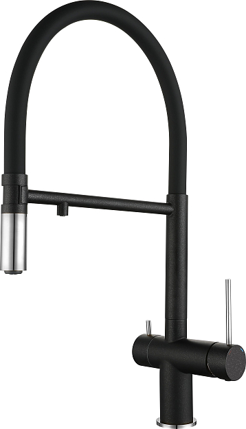 Фото товара: Rivelato ADRIA 1523517 antracite/cromo, смеситель, гранит, антрацит/хром