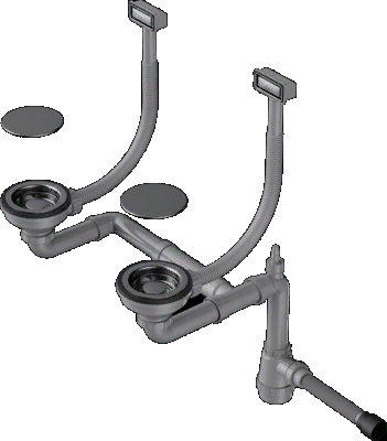 Детальное фото товара: Omoikiri WK-2C-GM Арматура для двухчашевых моек с декоративными накладками, вороненая сталь