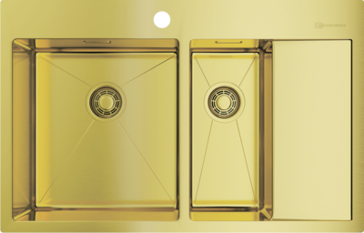 Omoikiri Akisame 78-2-LG-L, мойка, нержавеющая сталь/светлое золото, чаша слева