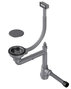 Детальное фото товара: Omoikiri WK-1C-GM Арматура для одночашевых моек с прямоугольным переливом, вороненая сталь