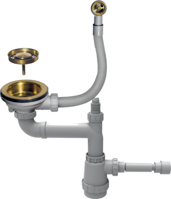 Детальное фото товара: Omoikiri WK-1-R-G Арматура для одночашевых моек с круглым переливом, золото