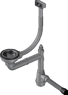 Omoikiri WK-1-S-GM Арматура для одночашевых моек со скрытым переливом, вороненая сталь