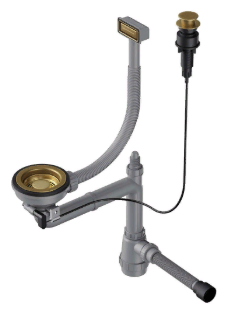 Omoikiri WK-1-AB-A Арматура для одночашевых моек, прямоуг перелив, кл.-авт, латунь