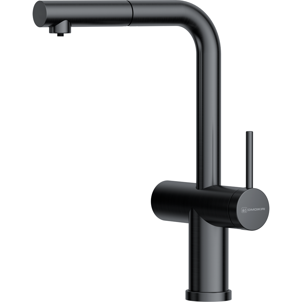 Фото товара: Omoikiri Karatsu-S-GM, смеситель, латунь/вороненая сталь