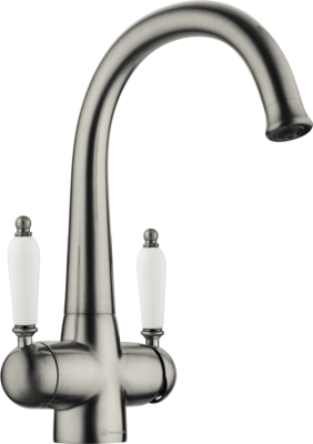 Omoikiri Okinawa-2-SI, смеситель, античное серебро, ручки смесителя - керамика