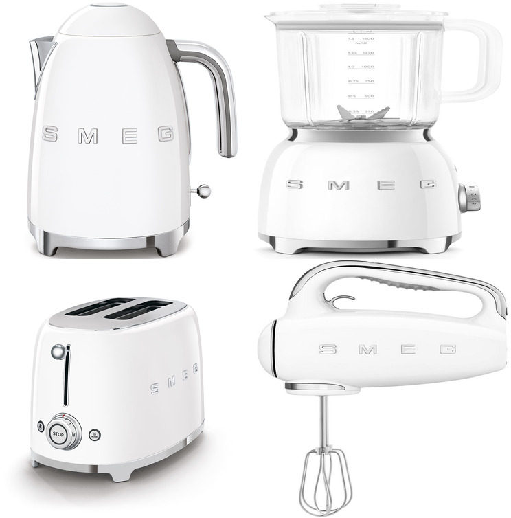 Фото товара: Smeg KLF03WHEU + TSF01WHEU + BCC12WHMEU + BLF03WHEU + HBF03WHEU + HMF01WHEU + CJF11WHEU + KBSF02WH