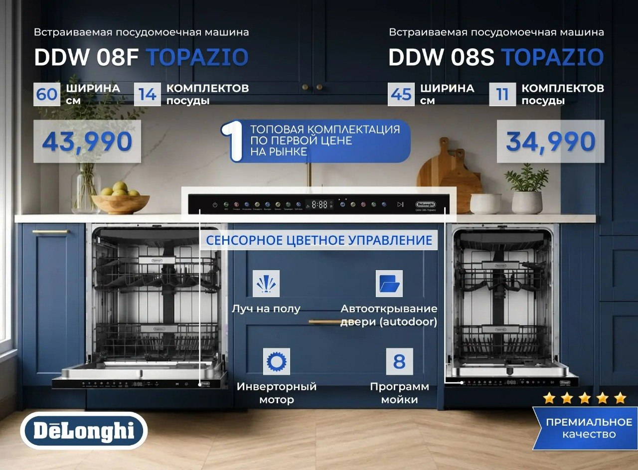 Посудомоечные машины от De’Longhi — Интеллектуальная чистота для вашей кухни ✨ 