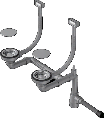 Детальное фото товара: Omoikiri WK-2C-IN Арматура для двухчашевых моек с прямоугольными переливами, нержавеющая сталь