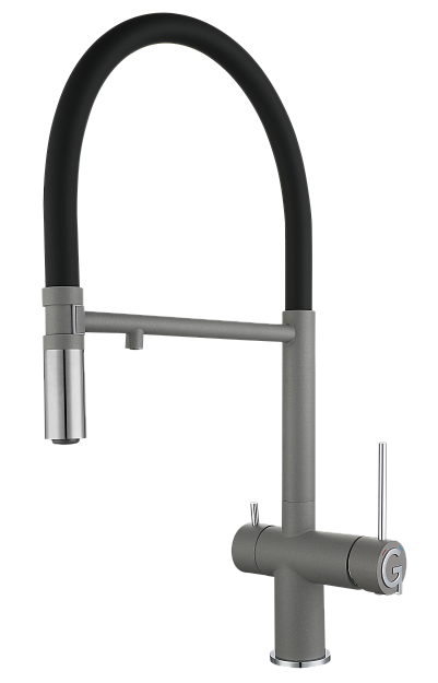 Фото товара: Rivelato ADRIA 1523517 grigio/cromo, смеситель, гранит, серый/хром