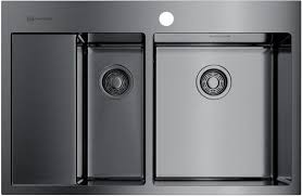 Детальное фото товара: Omoikiri Akisame 78-2-GM-R, мойка, нержавеющая сталь/вороненая сталь, чаша справа