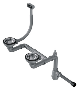 Omoikiri WK-1,5-S-IN Арматура для полуторачашевых моек со скрытым переливом, нержавеющая сталь