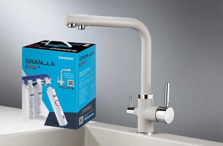Фото товара: GRANULA 2015 смеситель, гранит, базальт + АКС-002 фильтр Барьер ЭКСПЕРТ