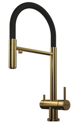 Omoikiri Kanto-PVD-LG, смеситель, светлое золото/черный гибкий шланг Omoikiri Kanto-PVD-LG, смеситель, светлое золото/черный гибкий шланг