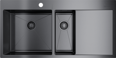 Детальное фото товара: Omoikiri Akisame 100-2-GM-L, мойка, нержавеющая сталь/вороненая сталь, чаша слева
