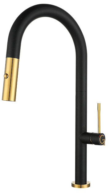 Фото товара: Rivelato ASTI 3972500 nero/oro, смеситель, гранит, черный/золото