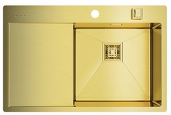 Omoikiri Akisame 78-LG-R, мойка, нержавеющая сталь/светлое золото, чаша справа