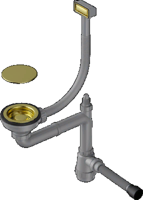 Фото товара: Omoikiri WK-1C-LG Арматура для одночашевых моек с прямоугольным перелив, светлое золото