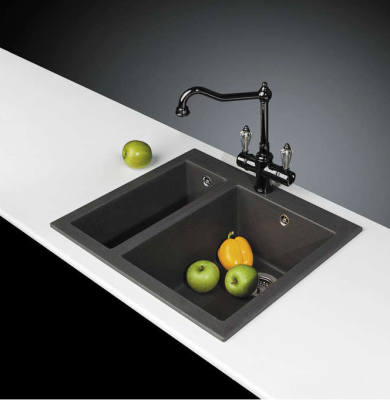 Детальное фото товара: Omoikiri Bosen 59-2-BL, мойка, гранит, черный