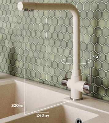 Детальное фото товара: Polygran Вега, смеситель, кремовый №327