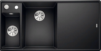 Фото товара: Blanco Axia III 6S-F, мойка, чаша слева, гранит, антрацит, доска стекло