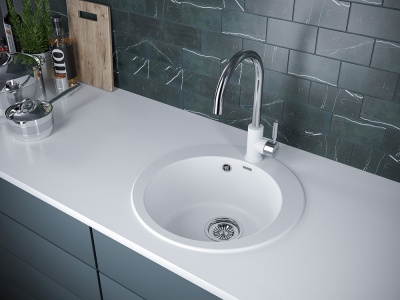 Paulmark GELEGEN 50, мойка, гранит, белый Детальное фото товара: Paulmark GELEGEN 50, мойка, гранит, белый