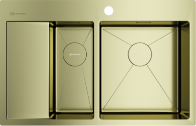 Omoikiri Akisame 78-2-LG-R, мойка, нержавеющая сталь/светлое золото, чаша справа  