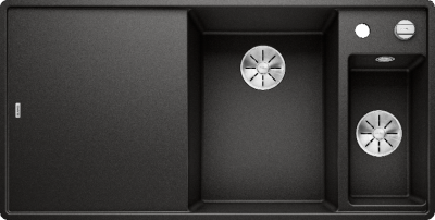 Blanco Axia III 6S-F, мойка, чаша справа, гранит, черный, доска ясень Blanco Axia III 6S-F, мойка, чаша справа, гранит, черный, доска ясень