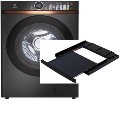 Фото товара: LEX стирка LWM10014BLIDD Lux + сушка LDM10BLD Lux + соед.эл LWM10BL shelf Lux
