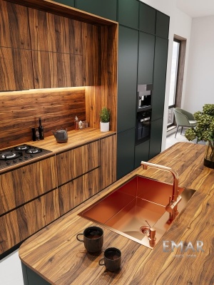 Детальное фото товара: Emar EMB-125A PVD Nano Coppery, мойка, нержавеющая сталь, медь