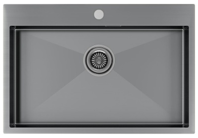 Детальное фото товара: Paulmark KRONER 75, мойка, нержавеющая сталь, вороненая сталь 