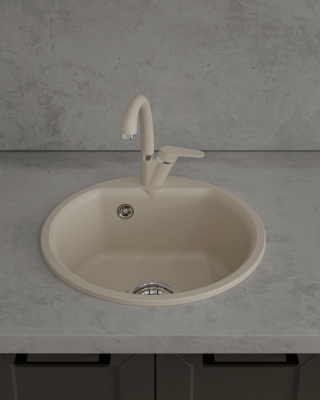 Детальное фото товара: ЭкоМ М-435, мойка, мрамор, бежевый