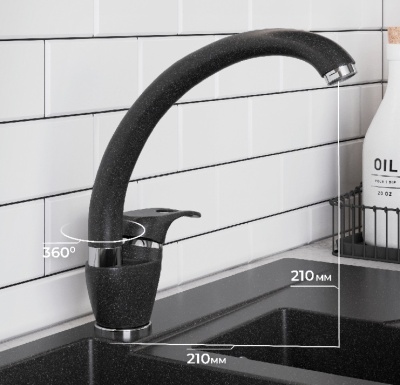 Детальное фото товара: Polygran Денеб, смеситель, черный №16