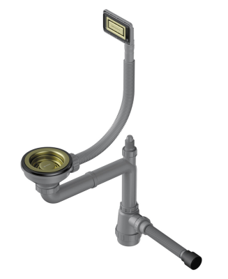 Omoikiri WK-1-UN-LG Арматура для одночашевых моек с универс. прямоуг. переливом, светлое золото