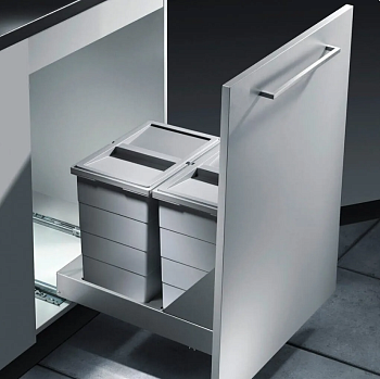 Hailo Bottom Mount-S. выдвижная мусорная система 2 ведра по 24 л с крышками Фото товара: Hailo Bottom Mount-S. выдвижная мусорная система 2 ведра по 24 л с крышками