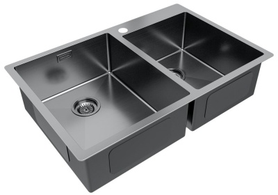 Детальное фото товара: Paulmark KRONER 78/2S, мойка, нержавеющая сталь, вороненая сталь
