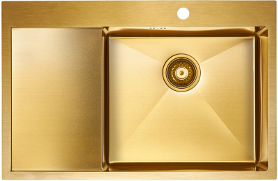 Детальное фото товара: Paulmark KRONER 78F, мойка, нержавеющая сталь, брашированное золото