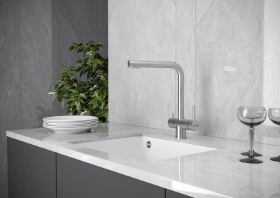 Детальное фото товара: KUCHENSTERN FOKUS-F, смеситель, нержавеющая сталь