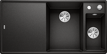 Фото товара: Blanco Axia III 6S-F, мойка, чаша справа, гранит, черный, доска ясень