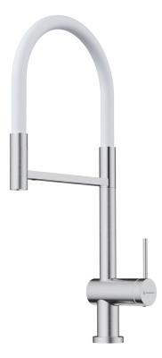 Детальное фото товара: Omoikiri Kanto-2 Plus-SB BN-WH, смеситель, латунь, нержавеющая сталь/белый